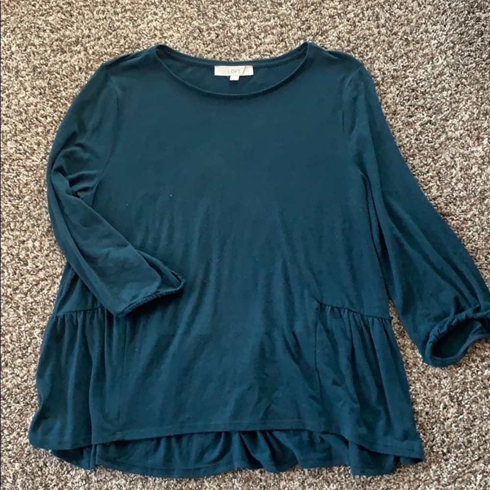 Loft teal peplum top